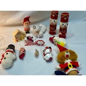 Vintage 12 Kitch MCM Ornaments Figures